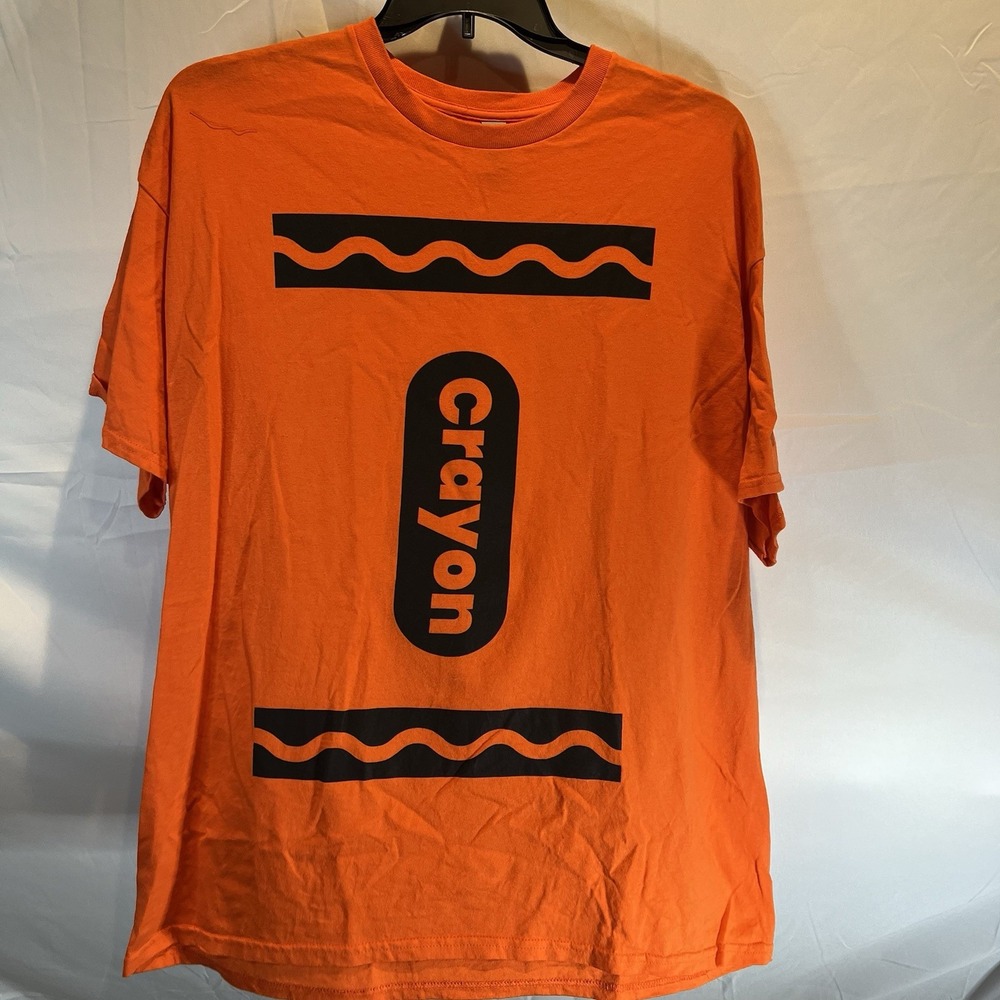Crayola Crayons Mens Graphic Orange Gildan Tshirt Size XXL 2XL Halloween Teacher